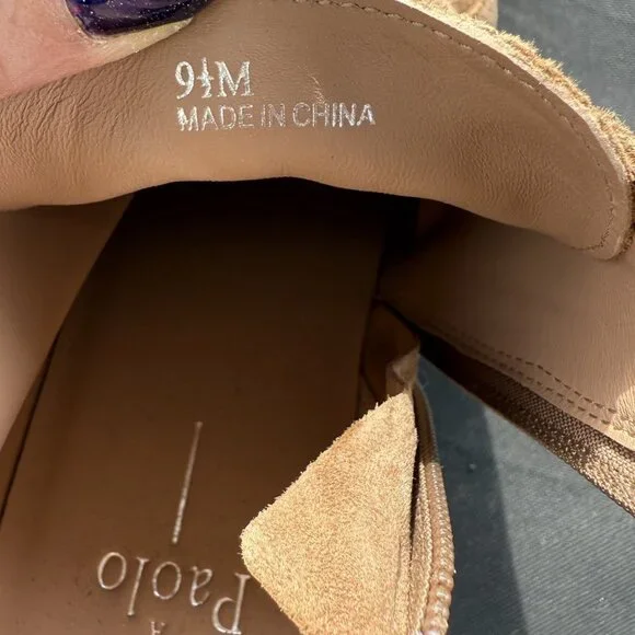 Linea Paolo Women's Felicia Tan Suede Perforated Side Zip Wedge Sneakers 9.5M - Picture 5 of 7